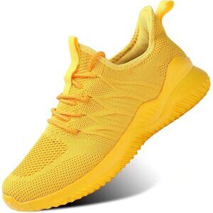 Women's Ladies Walking Running Slip On Lightweight Tennis Sneakers Shoes Yellow
